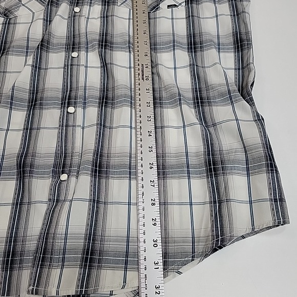 Coastal Mens White Plaid Pearl Snap Western Shirt Sz 2XL Cotton Long Sleeve - Picture 6 of 9